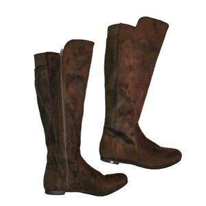 I.D. REQUIRED Brown Vegan Leather Knee High Hobo Chic Riding Boots Size 11W